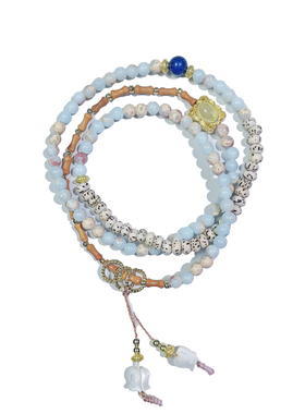 天然红纹石多圈手链女款轻奢高级