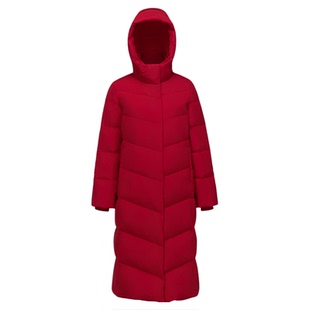 【新年红色】波司登25新款女羽绒服连帽过膝长款显瘦简约保暖防风