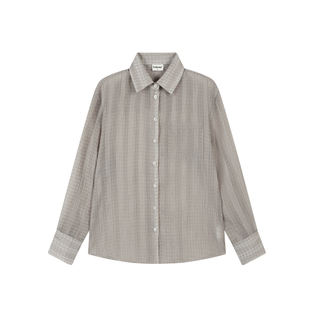 KSXN 简约基础衬衫长袖夏季微透褶皱肌理宽松防晒薄外套情侣上衣