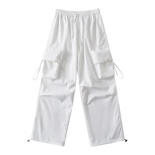 XXBUNI爵士跳舞裤女白色薄款工装裤夏季速干裤收腰休闲运动长裤子