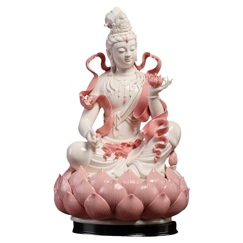 戴玉堂德化陶瓷自在飘带观音菩萨像佛像家用中式禅意摆件客厅供奉