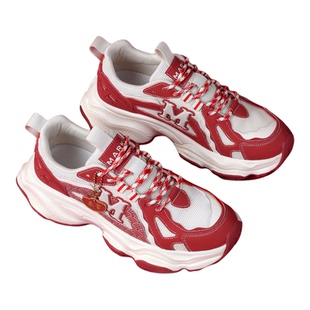 马克华菲老爹鞋男款2026新款本命年红色休闲鞋增高潮鞋运动男鞋子