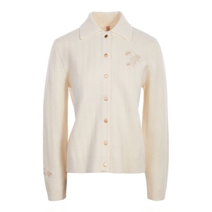 渔牌秋冬新款2025小翻领羊毛休针织毛衫刺绣针织开衫毛衣FGHD3652