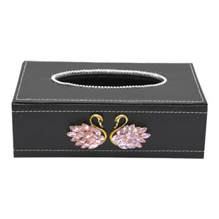 车载纸巾盒车内天鹅装饰中控台车用座式皮革抽纸盒扶手箱汽车收纳