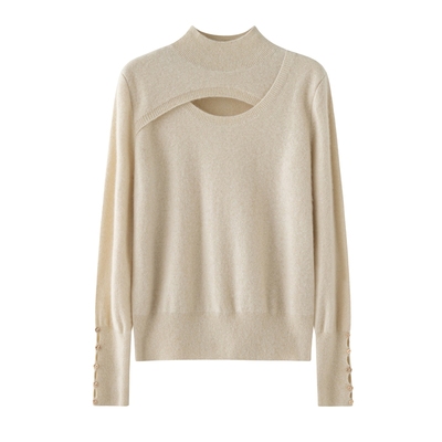 宽松舒适小山羊绒衫女士镂空