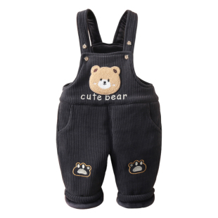 宝宝背带棉裤冬加棉加绒加厚男童儿童外穿一岁男宝婴儿背带裤冬款