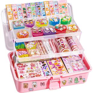 得力圣诞节礼物奶油胶咕卡套装贴纸全套女孩玩具流沙咕咔盘diy古卡工具卡砖孤库卡估姑卡手账手帐礼物收纳盒