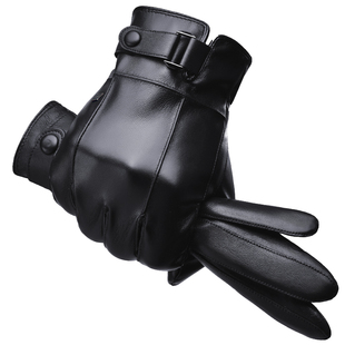 海澜之家男士新款PU皮手套秋冬保暖耐磨防水户外骑行触屏开车防风