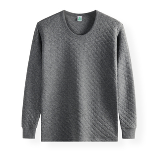 AB内衣加厚保暖男士圆领长袖上衣秋冬中老年三层夹棉秋衣线衣衬衣