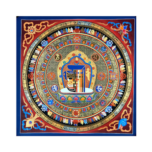 十相自在坛城手绘棉布唐卡客厅玄关书房挂画非遗手工艺矿料装饰画