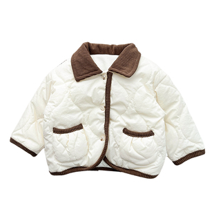 婴幼儿冬装衣服男孩加绒棉服女宝宝百搭翻领加厚棉袄小童保暖外套