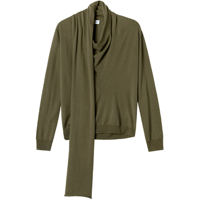 羊毛荡领套头衫针织衫女