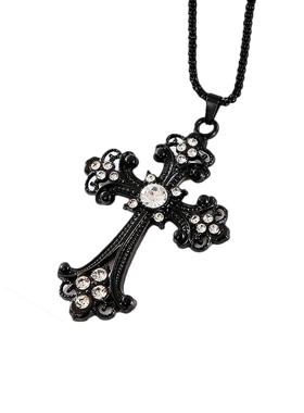 哥特暗黑风十字链辣妹风长款颈链