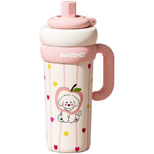 巨无霸保温杯大容量吸管水杯女生新款2026高颜值陶瓷冰霸吨吨杯子