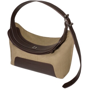 the pleasure molecule帆船包中号新款头层牛皮拼帆布单肩斜挎