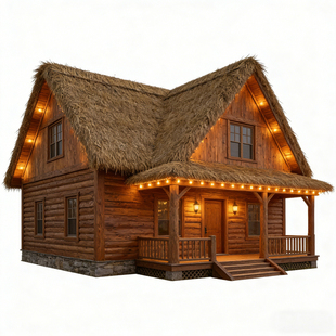 茅草屋定制户外木屋民宿别墅茶室通用景区乡村组装搭建网红度假房