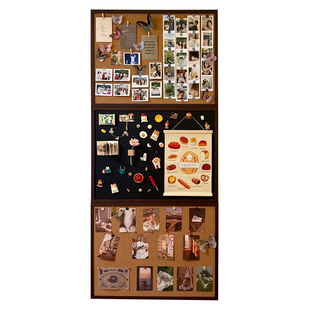 黑板软木板组合磁吸照片墙客厅创意diy背景板磁吸冰箱贴收纳卧室玄关展示板高级感装饰相片展示墙实木小尺寸