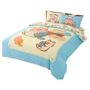 卡撒天娇卡通lulu猪四件套纯棉全棉套件联名IP款被套床单床笠宿舍