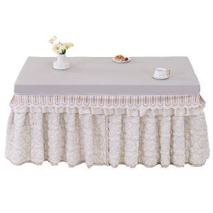 烤火罩新款加厚绒裙开叉长方形电暖炉套冬季茶几套PU防水防油皮盖