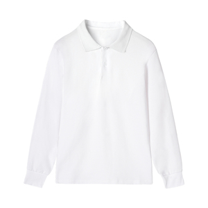 儿童Polo衫长袖T恤中大男童春秋纯白色翻领打底衫棉小学生校服女