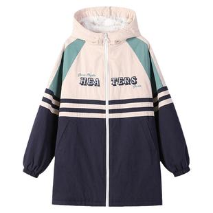 中学生棉衣外套加绒女初中生春季新款少女高中生棉服加厚上衣韩版