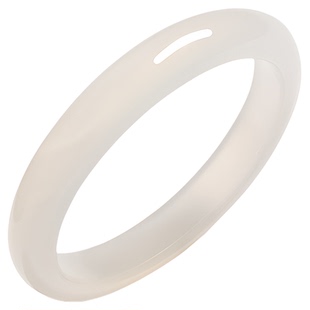 明牌珠宝白月光玉髓手镯 新中式古典简约女友生日礼物手饰KFI0001