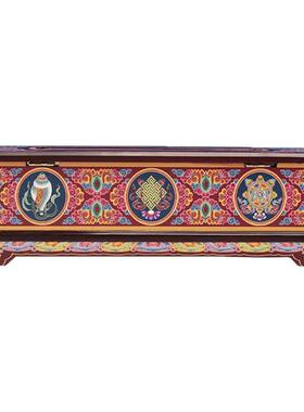 藏式八吉祥彩绘实木卧香炉摆件