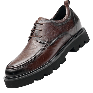 高哥内增高皮鞋男士春季新款商务正装真皮德比鞋厚底增高鞋8cm