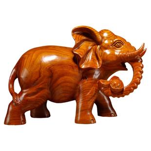 花梨木雕刻大象摆件是实木质一对象家居客厅玄关装饰品红木工艺品