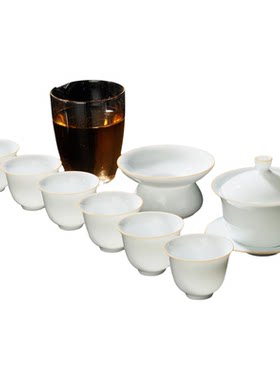 容山堂白瓷礼盒装整套功夫茶具
