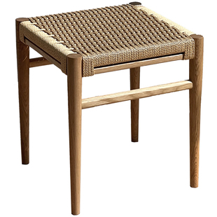 HITCHCOCK Needle Stool悬针方凳绳编织实木真皮化妆凳子简约餐凳