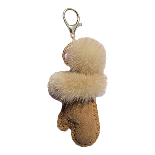 真羊毛可爱手套钥匙扣挂件皮草水貂毛球ins创意个性包包挂饰礼物