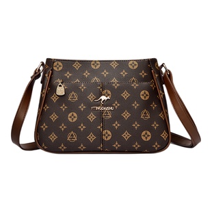 软皮女包包2025新款时尚印花字母斜挎包大容量中年妈妈单肩腋下包