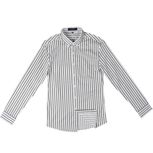 高级感时尚条纹衬衫韩版修身长袖衬衫西装打底商务中袖短袖衬衣男