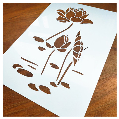 镂空莲花模板中式手绘创意美术