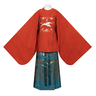 桔屿【鹤鸣九皋】汉服女复原明制圆领大襟袄织金马面裙国风春秋季