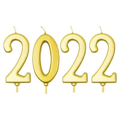 金色彩色数字生日蜡烛蛋糕装饰