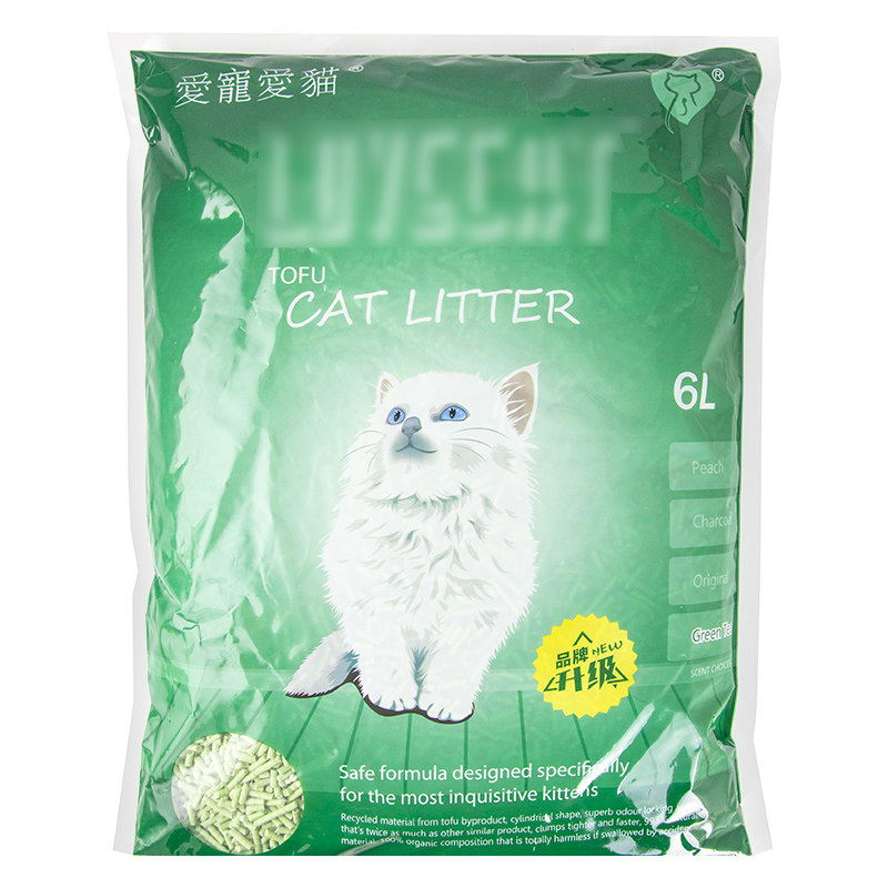仁可宠物 lovecat爱宠爱猫豆腐砂绿茶原味玉米低尘豆腐猫砂6袋*6L