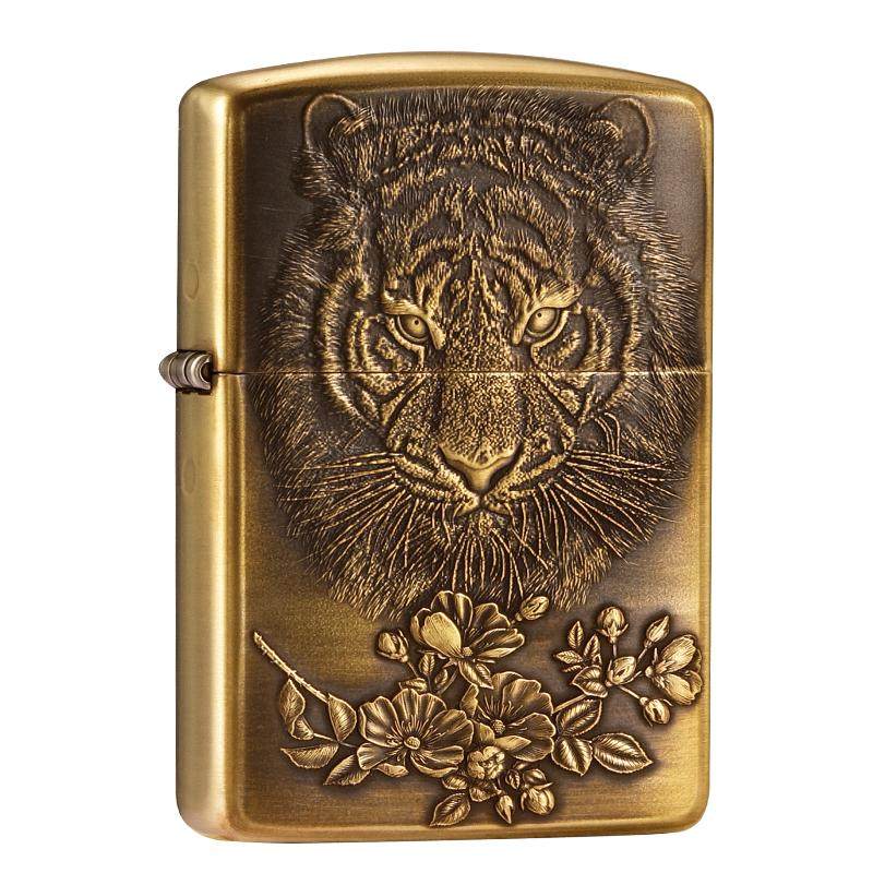 zippo浮雕猛虎煤油防风打火机