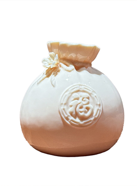 新中式陶瓷钱袋子花器摆件