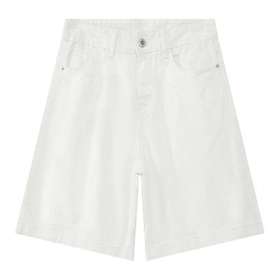 阿荒与阿卤美式复古新款纯色休闲五分裤宽松百搭牛仔短裤直筒显瘦