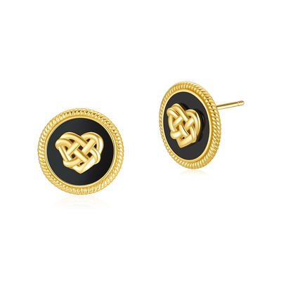 MissQueeny复古秋冬黑玛瑙耳钉