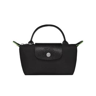 【自营】LONGCHAMP/珑骧再生帆布拼牛皮按扣拉链饺子包手提包女款