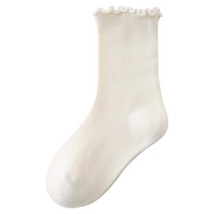 女童白色袜子春夏薄款儿童棉袜中筒袜大童花边公主袜女孩表演长袜