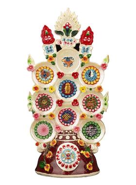 藏传八吉祥总集树脂彩绘佛堂供花