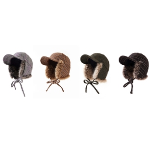 上森毛毛雷锋帽羊毛帽护耳鸭舌帽子棕色女厚棒球帽檐显脸小senpop