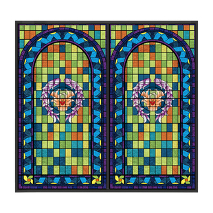 欧式彩绘艺术静电玻璃贴膜带胶自粘磨砂衣橱柜推拉门窗户贴纸家用