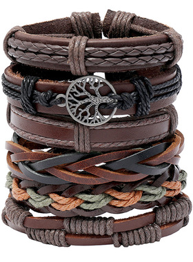 厂家直销复古手工编织手链diy组合6件套男士饰品欧美配饰