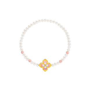 周大福SOINLOVE蜜粉金十里红妆芳华灼灼黄金珍珠粉贝手链VR1504