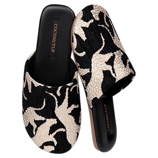 椰上情侣拖鞋女夏2025新款室内家居包头防滑静音高级感轻奢棉拖男